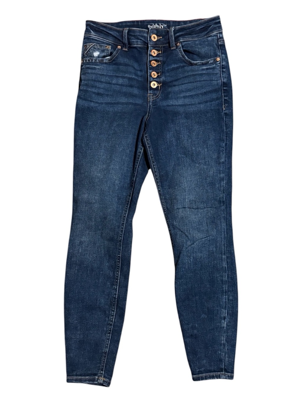 High-Rise Dark Blue Button-Fly Women’s Jeans